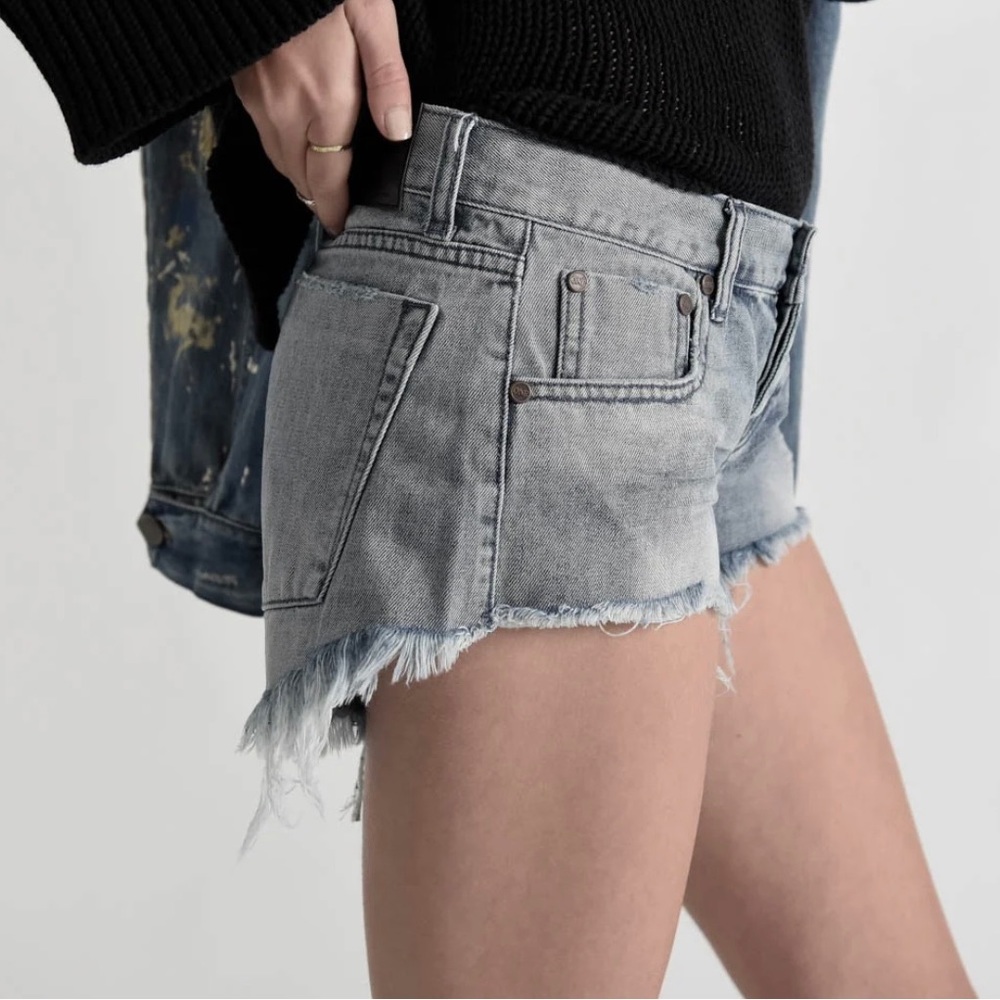 One Teaspoon Cotton Raw Hem Rocky Bonitas Low Waist Denim Wash Jean Shorts 30 - Picture 3 of 10